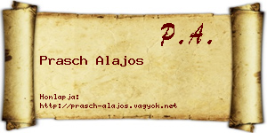 Prasch Alajos névjegykártya